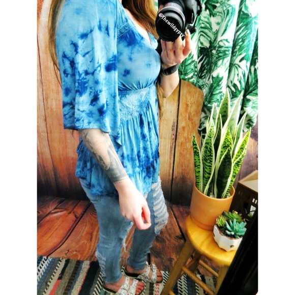 Tie dye ruffled babydoll top 🌿 - Picture 4 of 5